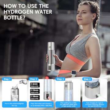PUREPEBRIX 2025 Advanced Hydrogen Water Bottle Generator Platinum Edition- Up to 6000+ ppb Alkaline Pitcher