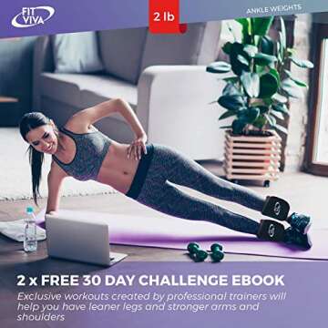 Fit Viva Ankle Weights Set 1-3 lbs for All Fitness Levels