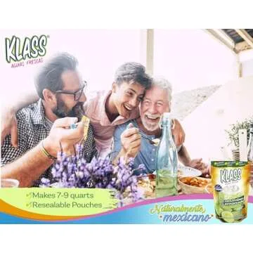 Klass Aguas Frescas | Drink Mix Cucumber Limeade | Flavors From Natural Sources, No Artificial Flavors, With Vitamin C (Makes 7 to 9 Quarts) 14.1 Oz Family Pack (4-Pack)