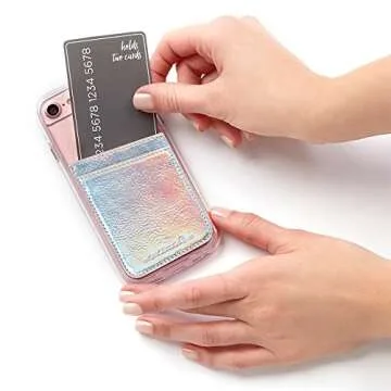 Case-Mate CM035444 - Stick On Credit Card Wallet - POCKETS - Ultra-slim Card Holder - fit - Apple – iPhone – Samsung – Galaxy - and more – Iridescent