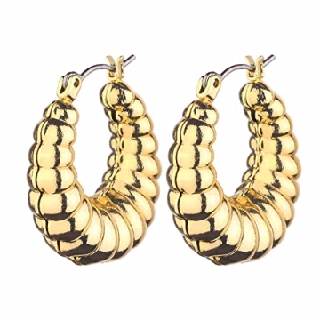 Wgoud Chunky Earrings Set - Stylish 14K Gold Hoops