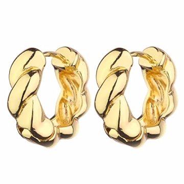Wgoud Chunky Earrings Set - Stylish 14K Gold Hoops