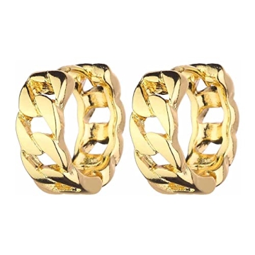 Wgoud Chunky Earrings Set - Stylish 14K Gold Hoops