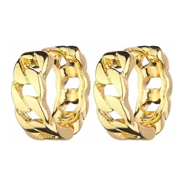 Wgoud Chunky Earrings Set - Stylish 14K Gold Hoops