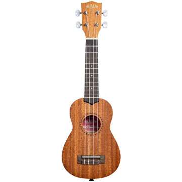 Kala KA-15S Satin Mahogany Soprano Ukulele Bundle with Gig Bag, Tuner, Strap, Fender Play, Austin Ba...