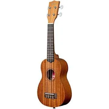 Kala KA-15S Satin Mahogany Soprano Ukulele Bundle with Gig Bag, Tuner, Strap, Fender Play, Austin Bazaar Instructional DVD, and Polishing Cloth