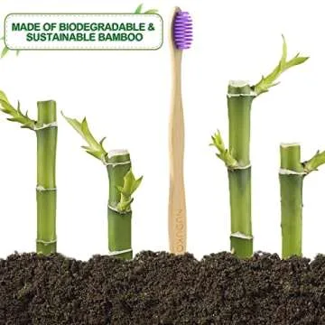 NUDUKO Biodegradable Bamboo Toothbrushes, 10 Piece BPA Free Soft Bristles Toothbrushes, Natural, Eco-Friendly, Green and Compostable (Multicolored Bristles)