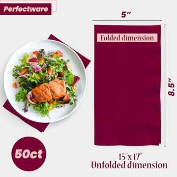 Perfectware 2 Ply Burgundy Paper Dinner Napkins - Pack of 50ct