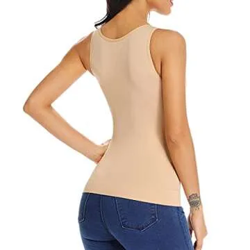 Women's Cami Shaper with Built in Bra Tummy Control Camisole Tank Top Underskirts Shapewear Body Shaper Beige