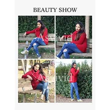 Asvivid Cowl Neck Womens Sweaters for Women Spring Fashion 2023 Asymmetrical Wrap Button Sweater Ribbed Knit Sweater Red Sweater S