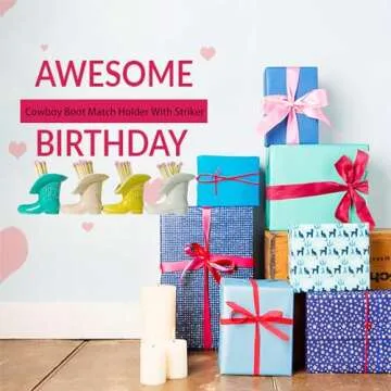 Cowboy Boot Match Holder With Striker - Ceramic cowgirl boots coastal Western home decor aesthetic, Matchesboxes For pink Bathroom Bedroom Pink