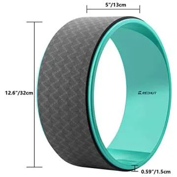 Reehut Yoga Wheel - 12.6" x 5" Strong Premium Back Roller and Stretcher with Thick Cushion for Dharma Yoga Pose, Backbend & Stretching - (Black)