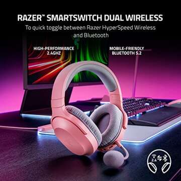 Razer Barracuda X Wireless Gaming & Mobile Headset – Versatile Audio Solution in Quartz Pink