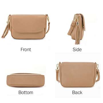 EVVE Small Crossbody Bag for Women Trendy Vegan Leather Flap Saddle Purses with Adjustable Shoulder ...