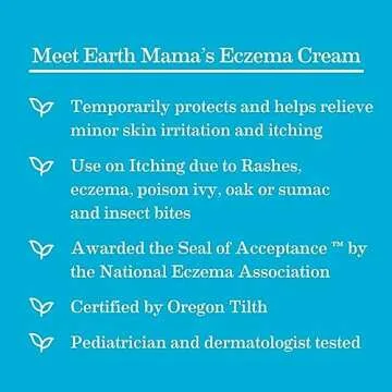 Earth Mama Eczema Cream | Therapeutic Itch Relief Moisturizer Lotion for Itchy Rashes, Bug Bites, Poison Oak, Ivy & Sumac | No Steroids, Artificial Preservatives or Fragrance, 3-oz Tube