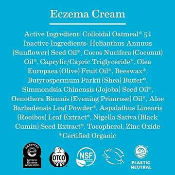 Earth Mama Eczema Cream | Therapeutic Itch Relief Moisturizer Lotion for Itchy Rashes, Bug Bites, Poison Oak, Ivy & Sumac | No Steroids, Artificial Preservatives or Fragrance, 3-oz Tube