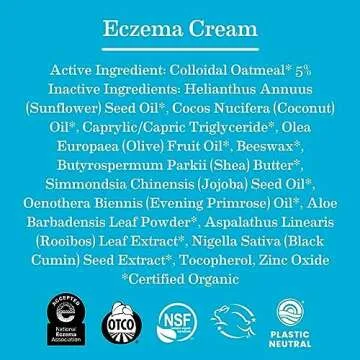 Earth Mama Eczema Cream | Therapeutic Itch Relief Moisturizer Lotion for Itchy Rashes, Bug Bites, Poison Oak, Ivy & Sumac | No Steroids, Artificial Preservatives or Fragrance, 3-oz Tube