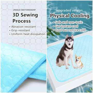 Dog Cooling Mat, Pet Cooling Mat for Dogs Cooling Blanket for Dogs Dog Cooling Pad for Kennels, Crates, Cars, Indoor & Outdoor Ice Silk Cooling Mat for Extra Large Dogs (Blue, XL(40 * 28"))