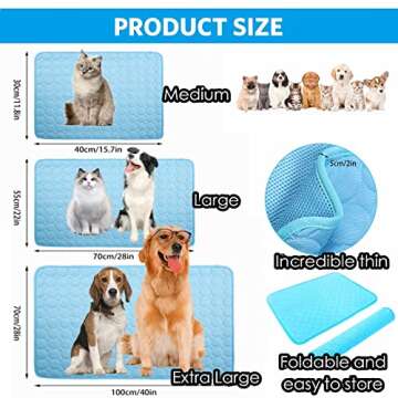 Dog Cooling Mat, Pet Cooling Mat for Dogs Cooling Blanket for Dogs Dog Cooling Pad for Kennels, Crates, Cars, Indoor & Outdoor Ice Silk Cooling Mat for Extra Large Dogs (Blue, XL(40 * 28"))