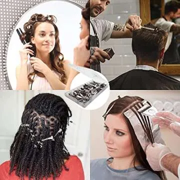 Silver Metal Duck Billed Hair Clips Set - Alligator Roller Clips for Women's Long Hair Sectioning and Pin Curls, with Case