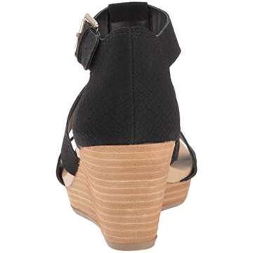 Dr. Scholl's Shoes Women's Barton Wedge Platform Sandal,Black Snake Print,10