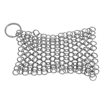 Cast Iron Cookware Scrubber, Stainless Steel Pan Brush Cleaner, Home Kitchen Cleaning Tools, for Lod...