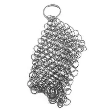 Cast Iron Cookware Scrubber, Stainless Steel Pan Brush Cleaner, Home Kitchen Cleaning Tools, for Lodge Cast Iron Skillet Griddle Grill Pan Cookware Pot, 10x10cm