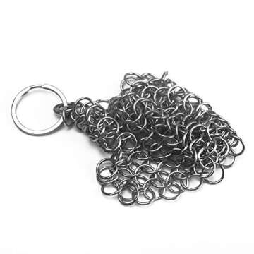 Cast Iron Cookware Scrubber, Stainless Steel Pan Brush Cleaner, Home Kitchen Cleaning Tools, for Lodge Cast Iron Skillet Griddle Grill Pan Cookware Pot, 10x10cm