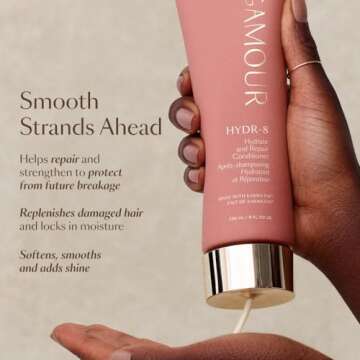 VEGAMOUR HYDR-8 Hydrate and Repair Conditioner - Hydrating Conditioner with Marula Oil, Moringa Oil, Ceramides & Biotin, Natural Conditioner for Dry Hair