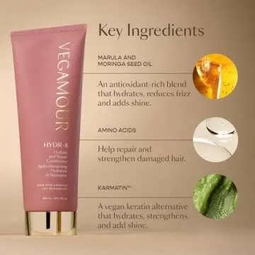 VEGAMOUR HYDR-8 Hydrate and Repair Conditioner - Hydrating Conditioner with Marula Oil, Moringa Oil, Ceramides & Biotin, Natural Conditioner for Dry Hair