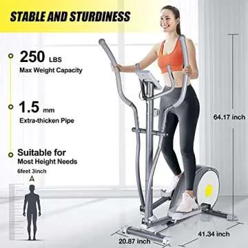 Doufit Elliptical Machine for Home Use, Eliptical Exercise Training Machines for Indoor Fitness Workout, 8 Levels Adjustable Magnetic Elliptical Cross Cadio Equipment with LCD Monitor & Pulse Sensors