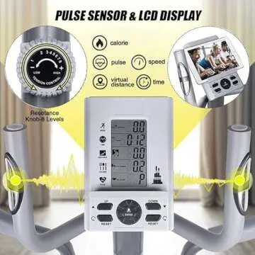 Doufit Elliptical Machine for Home Use, Eliptical Exercise Training Machines for Indoor Fitness Workout, 8 Levels Adjustable Magnetic Elliptical Cross Cadio Equipment with LCD Monitor & Pulse Sensors