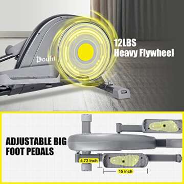 Doufit Elliptical Machine for Home Use, Eliptical Exercise Training Machines for Indoor Fitness Workout, 8 Levels Adjustable Magnetic Elliptical Cross Cadio Equipment with LCD Monitor & Pulse Sensors