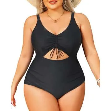 Daci Plus Size V Neck One Piece Cutout Swimsuit for Women