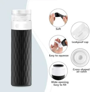 YEALIFE Travel Bottles for Toiletries, TSA Approved 3.4oz Travel Size Containers, BPA Free Leak Proof Silicone Traveling Bottles, Refillable Travel Essentials Kits for Shampoo Conditioner(4 Pack)-A