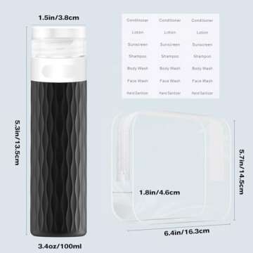 YEALIFE Travel Bottles for Toiletries, TSA Approved 3.4oz Travel Size Containers, BPA Free Leak Proof Silicone Traveling Bottles, Refillable Travel Essentials Kits for Shampoo Conditioner(4 Pack)-A