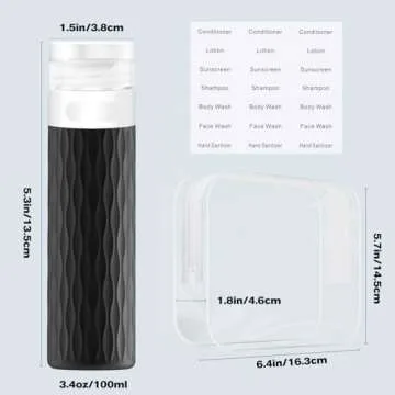 YEALIFE Travel Bottles for Toiletries, TSA Approved 3.4oz Travel Size Containers, BPA Free Leak Proof Silicone Traveling Bottles, Refillable Travel Essentials Kits for Shampoo Conditioner(4 Pack)-A