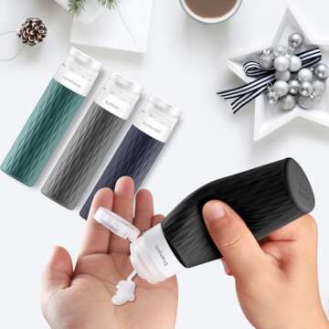 YEALIFE Travel Bottles for Toiletries, TSA Approved 3.4oz Travel Size Containers, BPA Free Leak Proof Silicone Traveling Bottles, Refillable Travel Essentials Kits for Shampoo Conditioner(4 Pack)-A