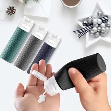 YEALIFE Travel Bottles for Toiletries, TSA Approved 3.4oz Travel Size Containers, BPA Free Leak Proof Silicone Traveling Bottles, Refillable Travel Essentials Kits for Shampoo Conditioner(4 Pack)-A