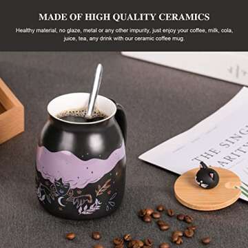YUESHICO Witches Coffee Mug with Bamboo Lid and Spoon