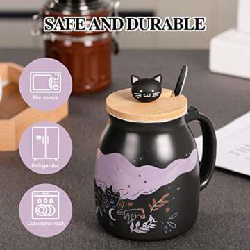 YUESHICO Witches Coffee Mug with Bamboo Lid and Spoon