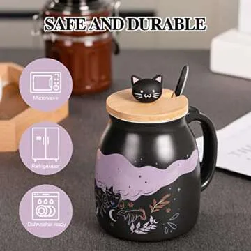 YUESHICO Witches Coffee Mug with Bamboo Lid and Spoon
