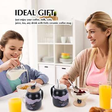 YUESHICO Witches Coffee Mug with Bamboo Lid and Spoon