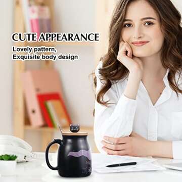 YUESHICO Witches Coffee Mug with Bamboo Lid and Spoon