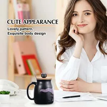 YUESHICO Witches Coffee Mug with Bamboo Lid and Spoon