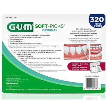 GUM Soft-Picks Original, Easy to Use Dental Picks for Teeth Cleaning and Gum Health, Disposable Interdental Brushes with Convenient Carry Case, Dentist Recommended Dental Picks, 320ct