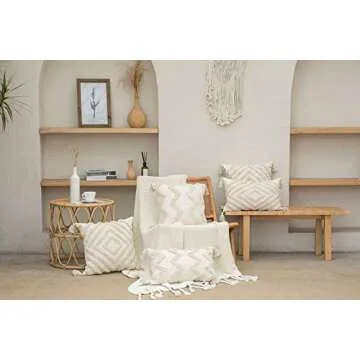 Faycole Morocco Tufted Pillow with Tassels for Decor