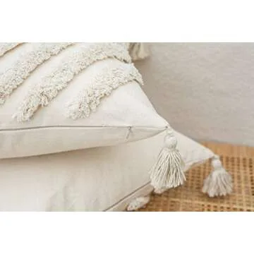 Faycole Morocco Tufted Pillow with Tassels for Decor