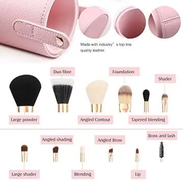 Z'OREYA Makeup Brush Set 12pcs Pink Synthetic Makeup Brushes Travel Set With Holder Makeup Brush Org...