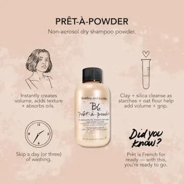 Bumble and bumble. Prêt-à-powder Dry Shampoo Powder | Adds Volume, Texture + Absorbs Oil | Non-Aerosol | Wavy + Straight, 2 Ounce